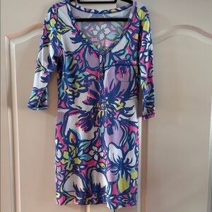 Lilly Pulitzer Navy and Pink Patterned Dress